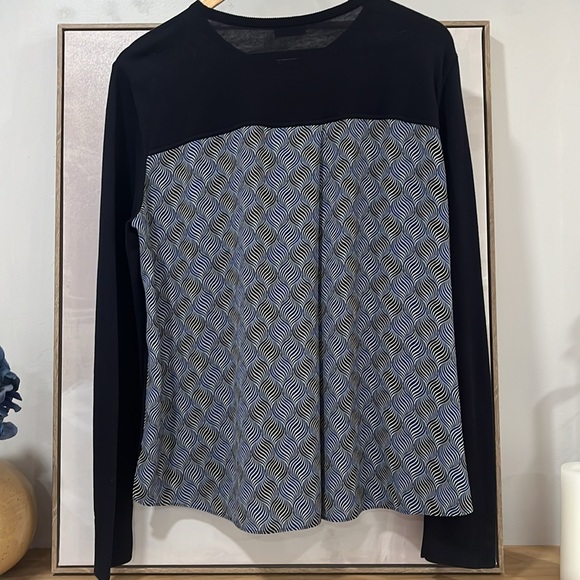 AKRIS Punto Crew Neck Mixed Media Long Sleeve Sweater Top, size 12 - Picture 6 of 13